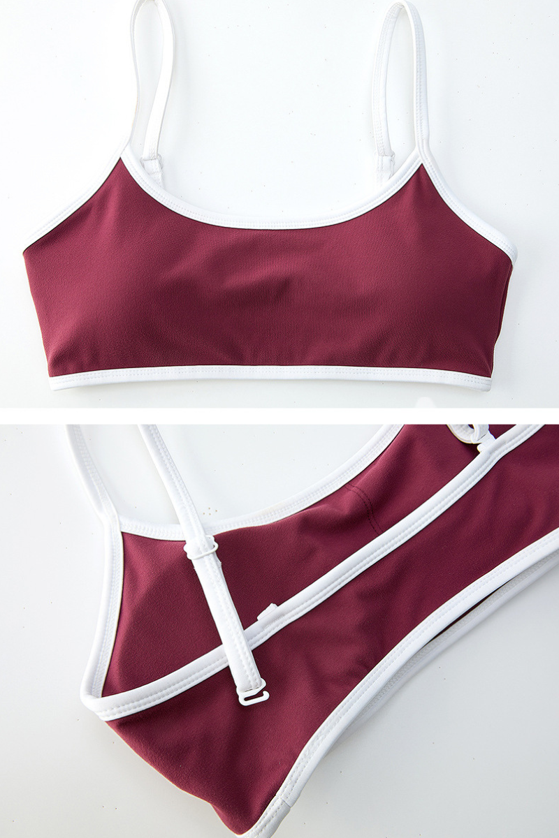 Women's Athletic Color-Block U-neck Adjustable Straps Bra