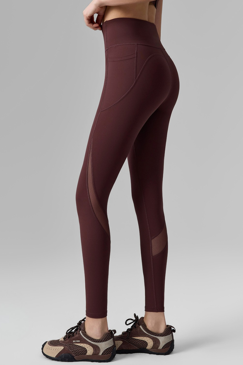 Women's Mesh-Panel High-Waisted Leggings with Side Pockets