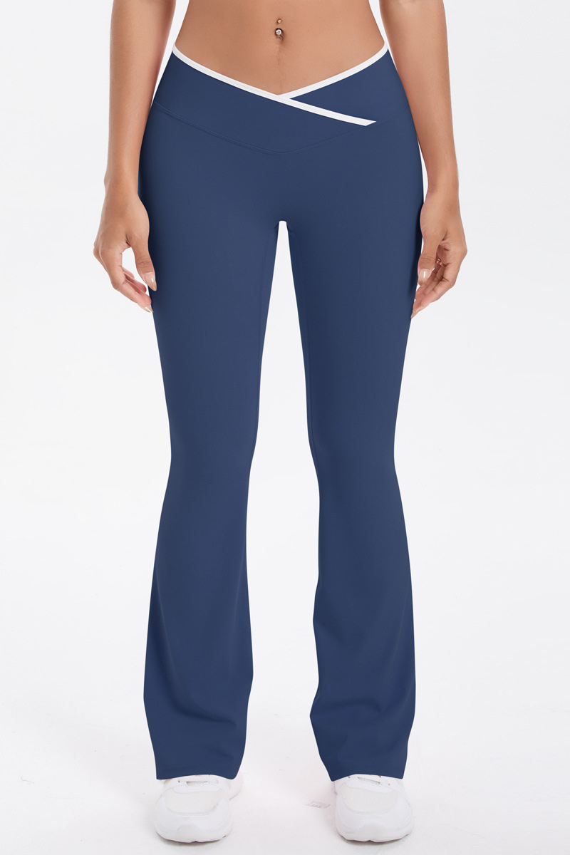 Women's Athletic Cross Waist Color Block Flare Pants