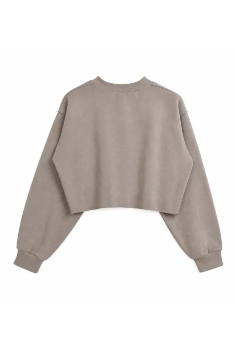 Women Cropped Exposed Seam Sweatshirt