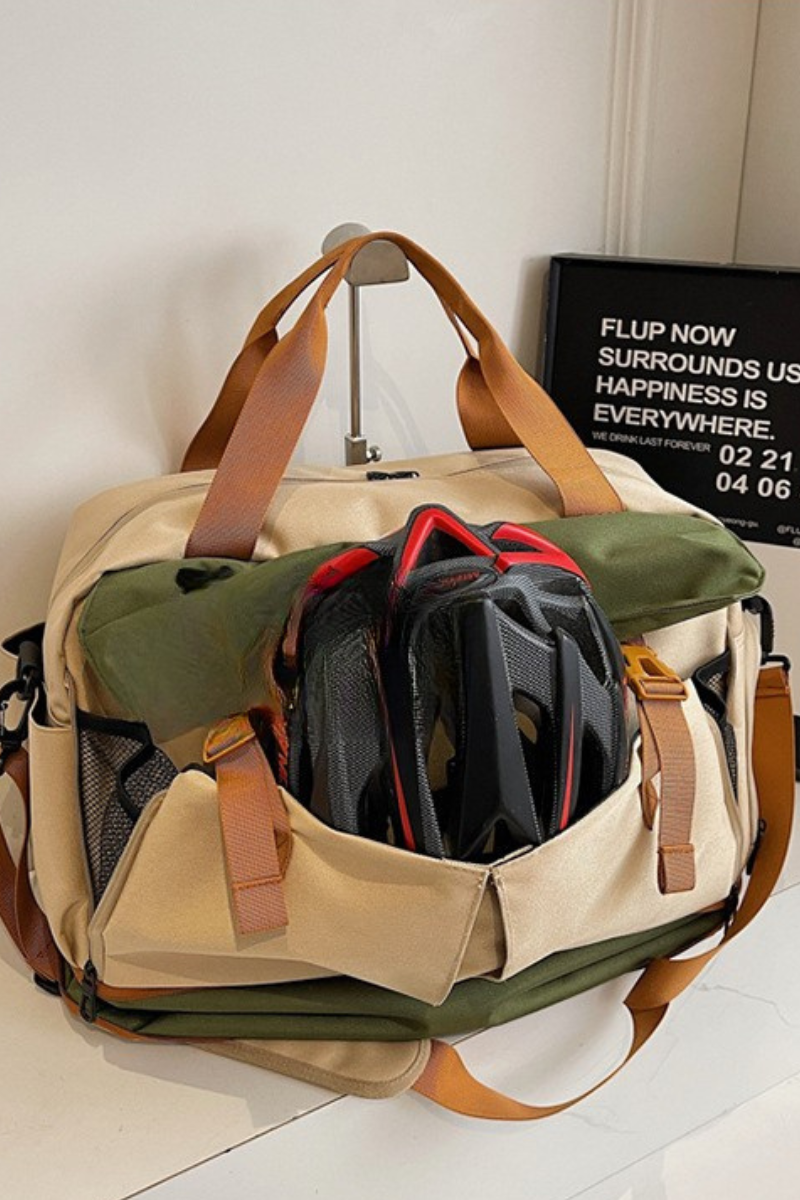 Color-Block Multi-Pocket Large Capacity Travel & Fitness Bag