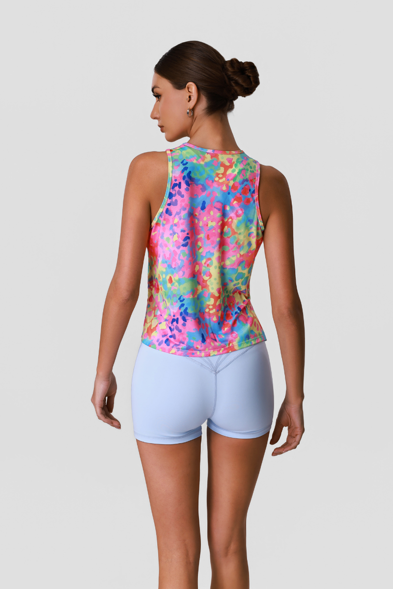 Women's Color-Block Camo Print Tank Top & V-Cross Waist Shorts Sets