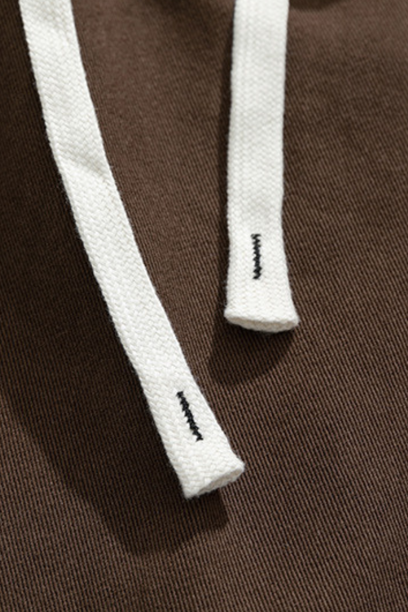 Men's Fall 100% Cotton Washed Drawstring Fleece-Lined Pants