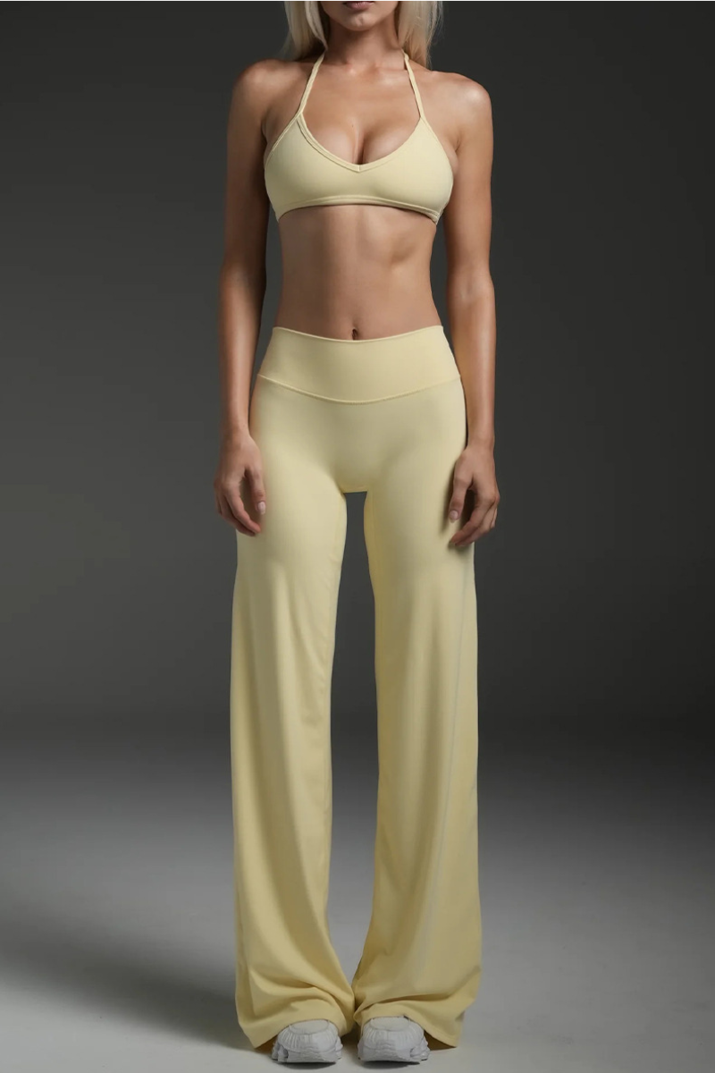 Women's Halterneck Bra And Casual Straight-Leg Pant Set