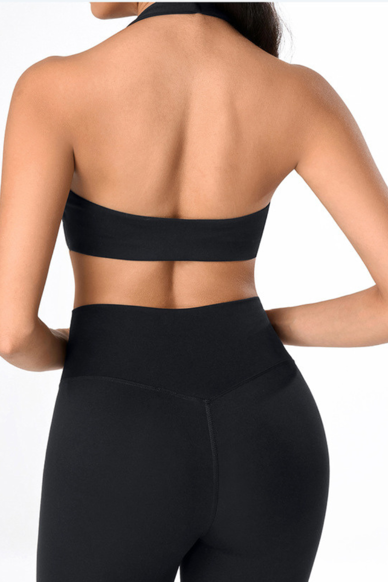 Women's Halterneck Deep V-neck Open Back Yoga Bra