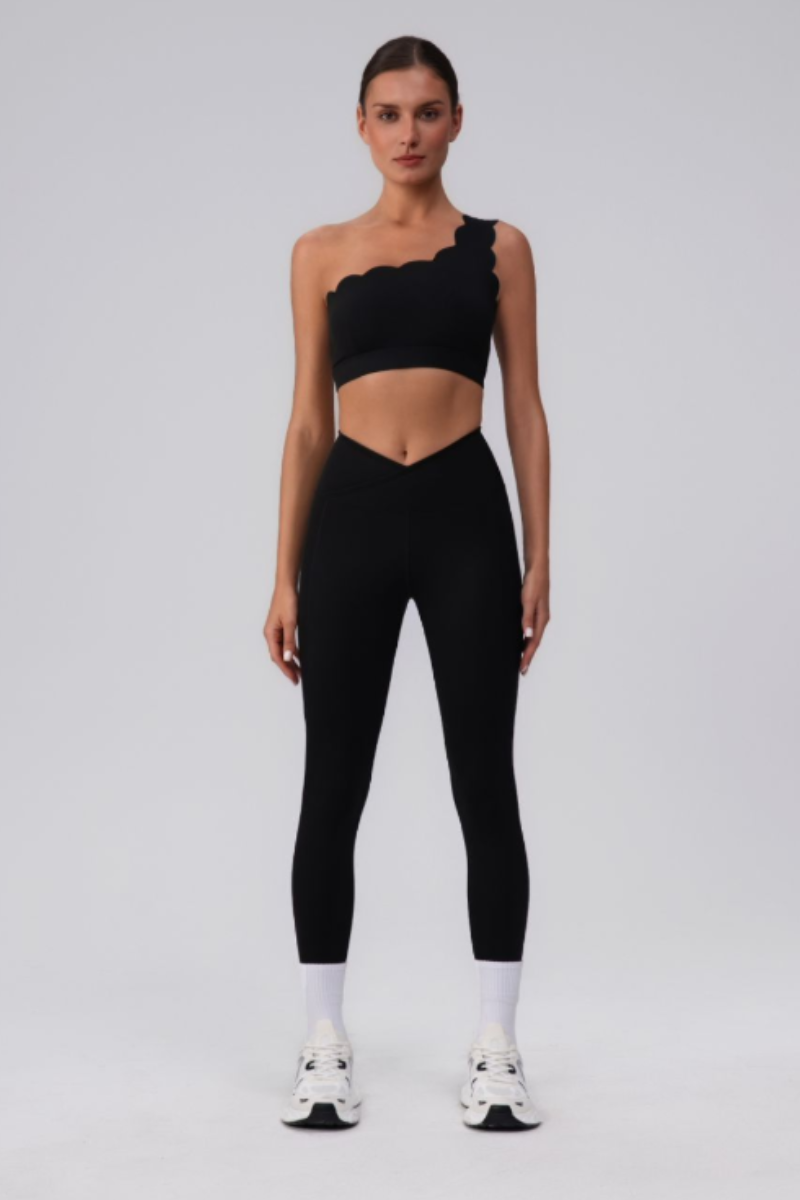 Women's Asymmetric One-Shoulder Bra & V-Waist Leggings Set