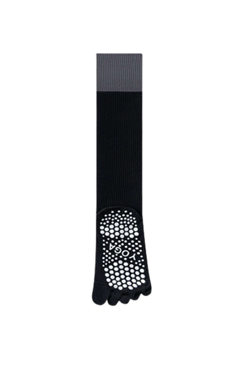 Color Block Non-Slip Knee-High Yoga Five-Toe Socks