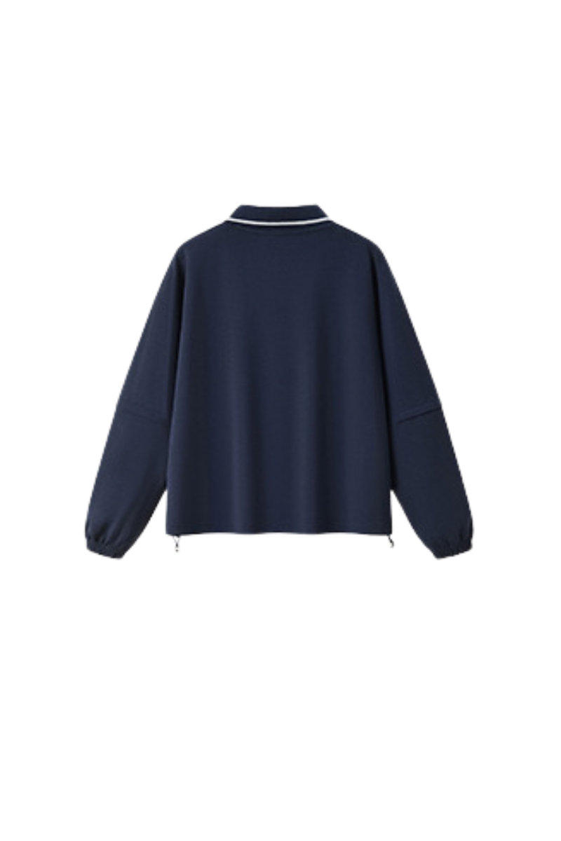 Women's Fall V-Neck Polo Collar Detachable-Sleeve Sweatshirt