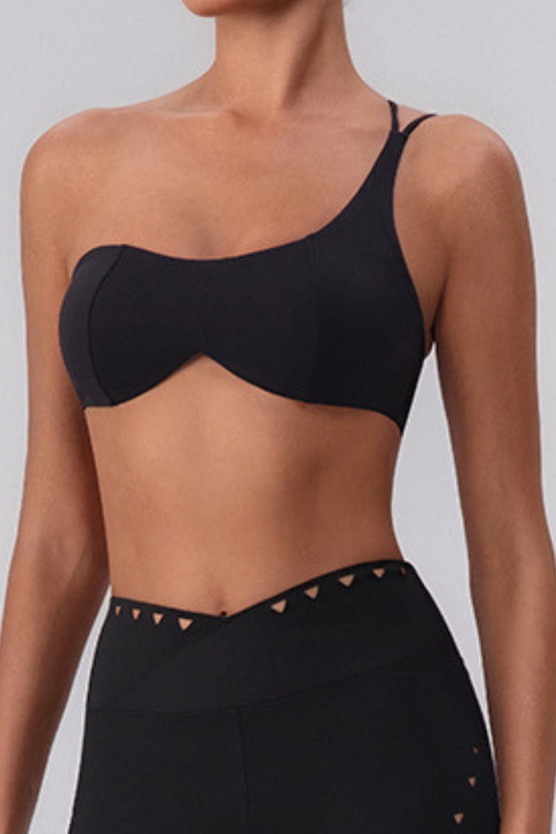 Women's Asymmetric One-Shoulder Naked Feel Sports Bra
