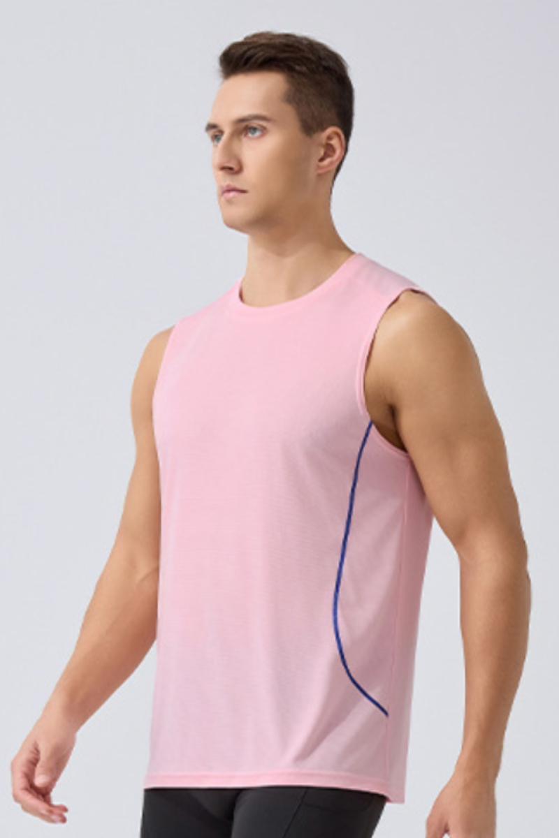 Men's Contrast Stitch Dry Crew Neck Sleeveless Tank Top