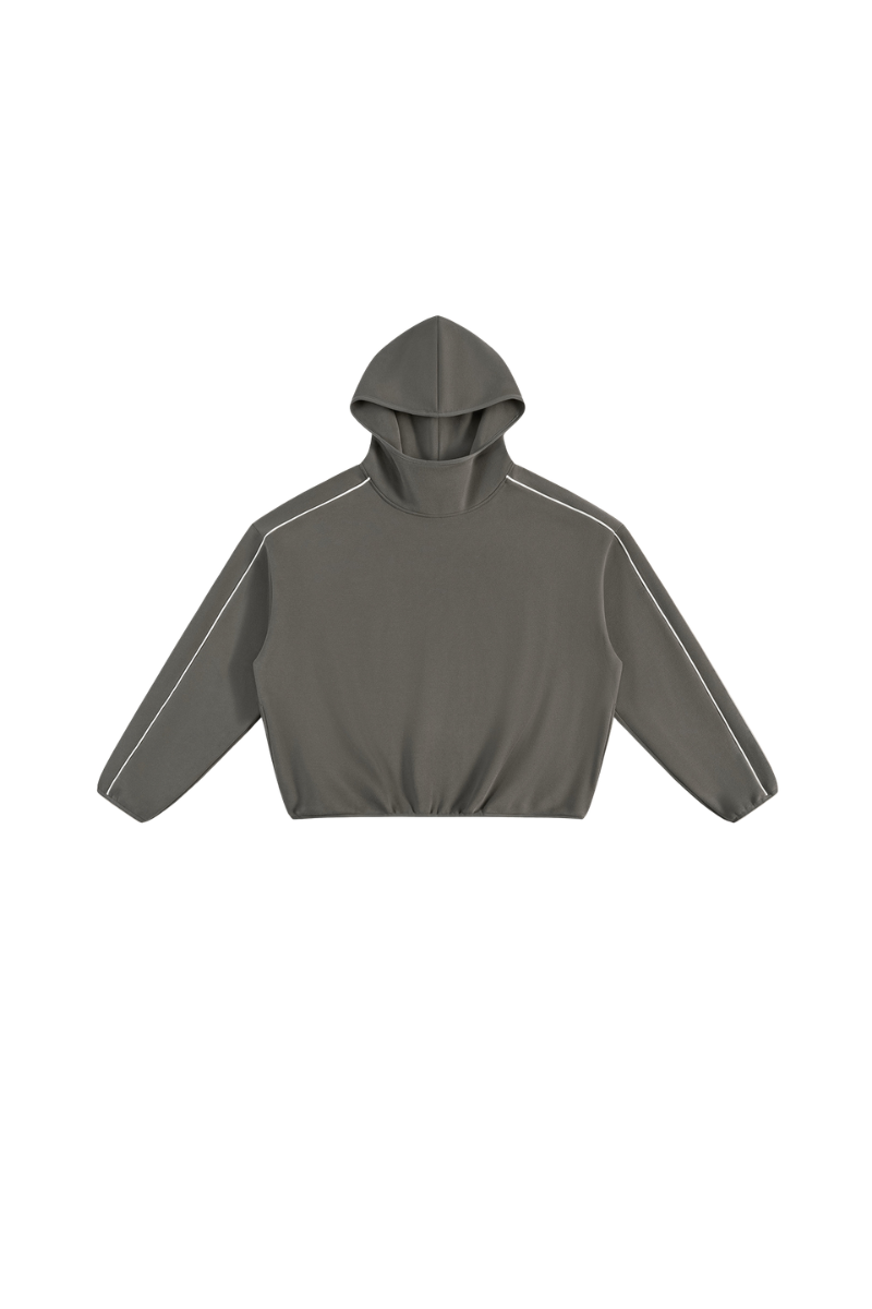 Unisex Fall Relaxed Contrast Color Stripe High Neck Hoodie