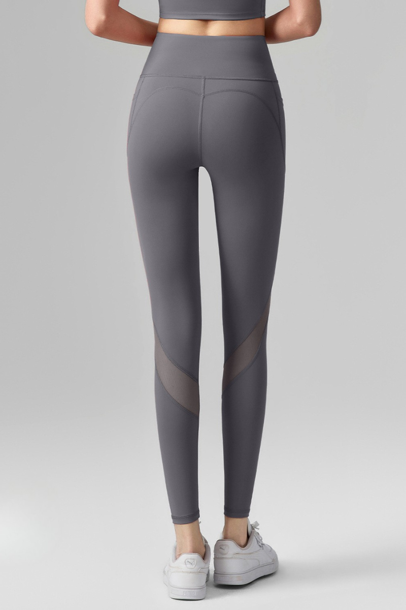 Women's Mesh-Panel High-Waisted Leggings with Side Pockets