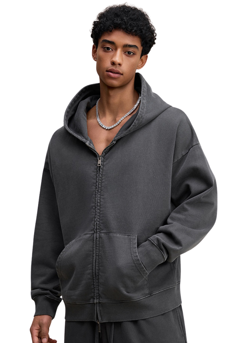Men's Fall Heavyweight Vintage Washed Cotton Hooded Jacket
