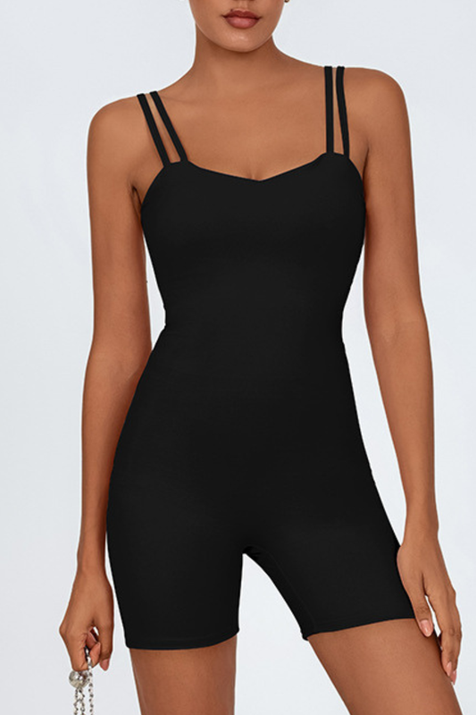 Women's Double Thin Strap Twist Cutout Back Workout Jumpsuit