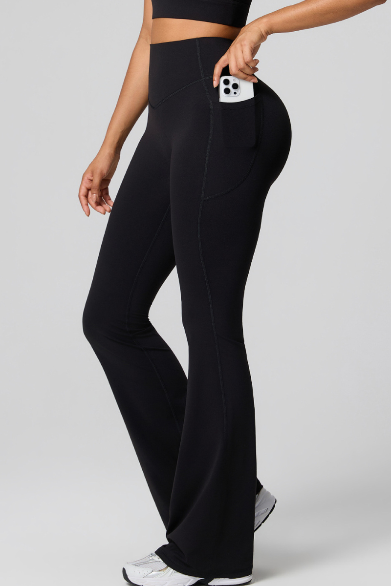 Women's High Waist Side Pocket Sculpting Flare Yoga Pants