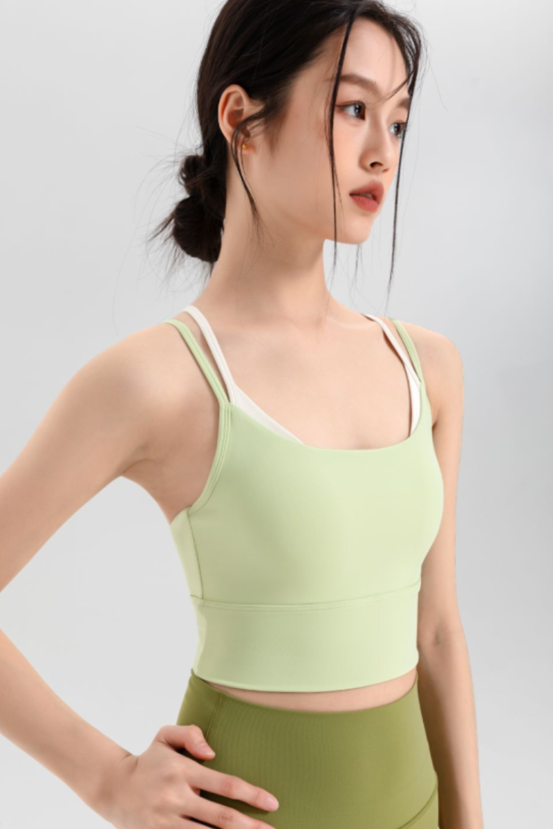 Women's Double Thin Strap Crisscross Back Cropped Tank Top
