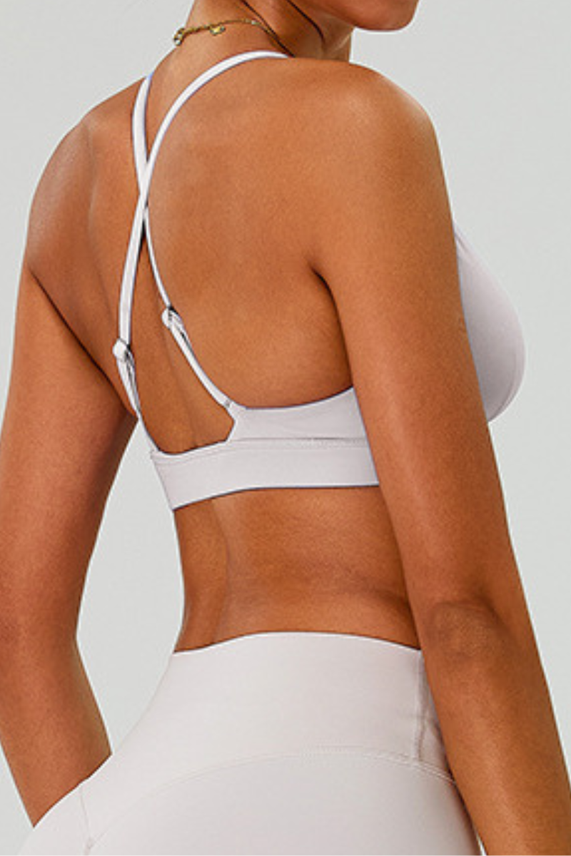 Women's Crisscross Back V-Neck Triangle Cup Bare Feel Sports Bra