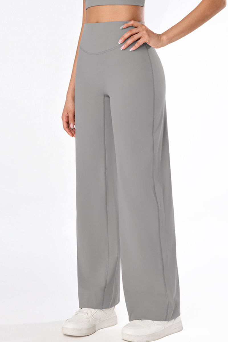 Women's High-Waist Brushed Naked-Feel Wide-Leg Sports Pants