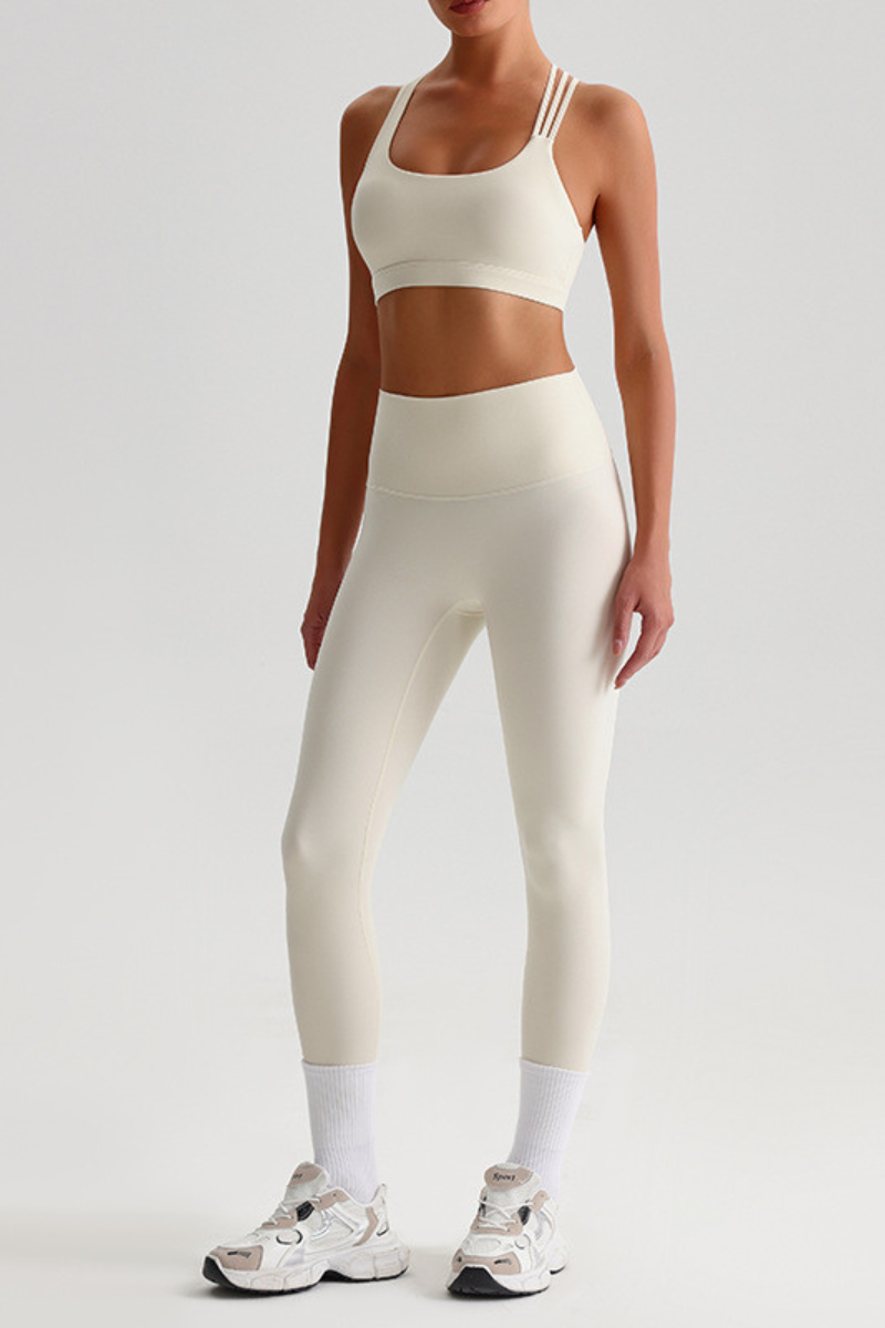 Women's Brushed Cross Back Bra & High Rise Yoga Leggings Set