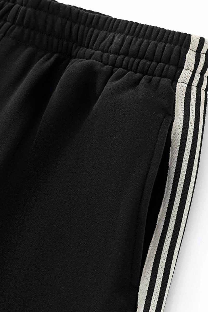 Men's 350g Color Block Stripe Pockets Straight Leg Pants