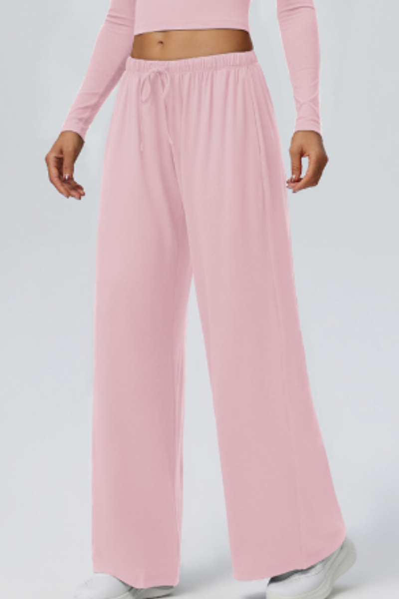 Women's Drawstring High Waist Drape Wide Leg Casual Pants