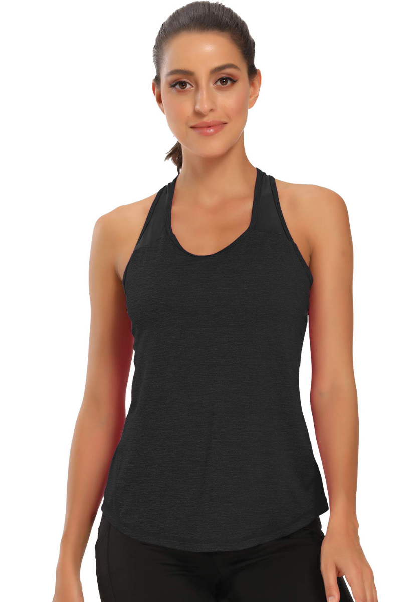 Women's Mesh Panel Racerback Quick Dry Athletic Tank Top