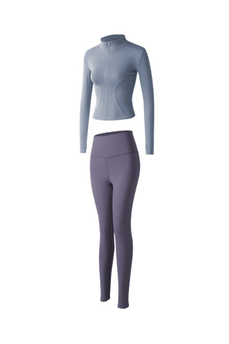 Women's Athletic Sets:Stand Collar Jacket And Leggings