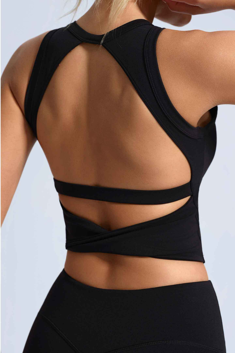 Women's Back-Crossed Cropped Backless Sports Tank Top