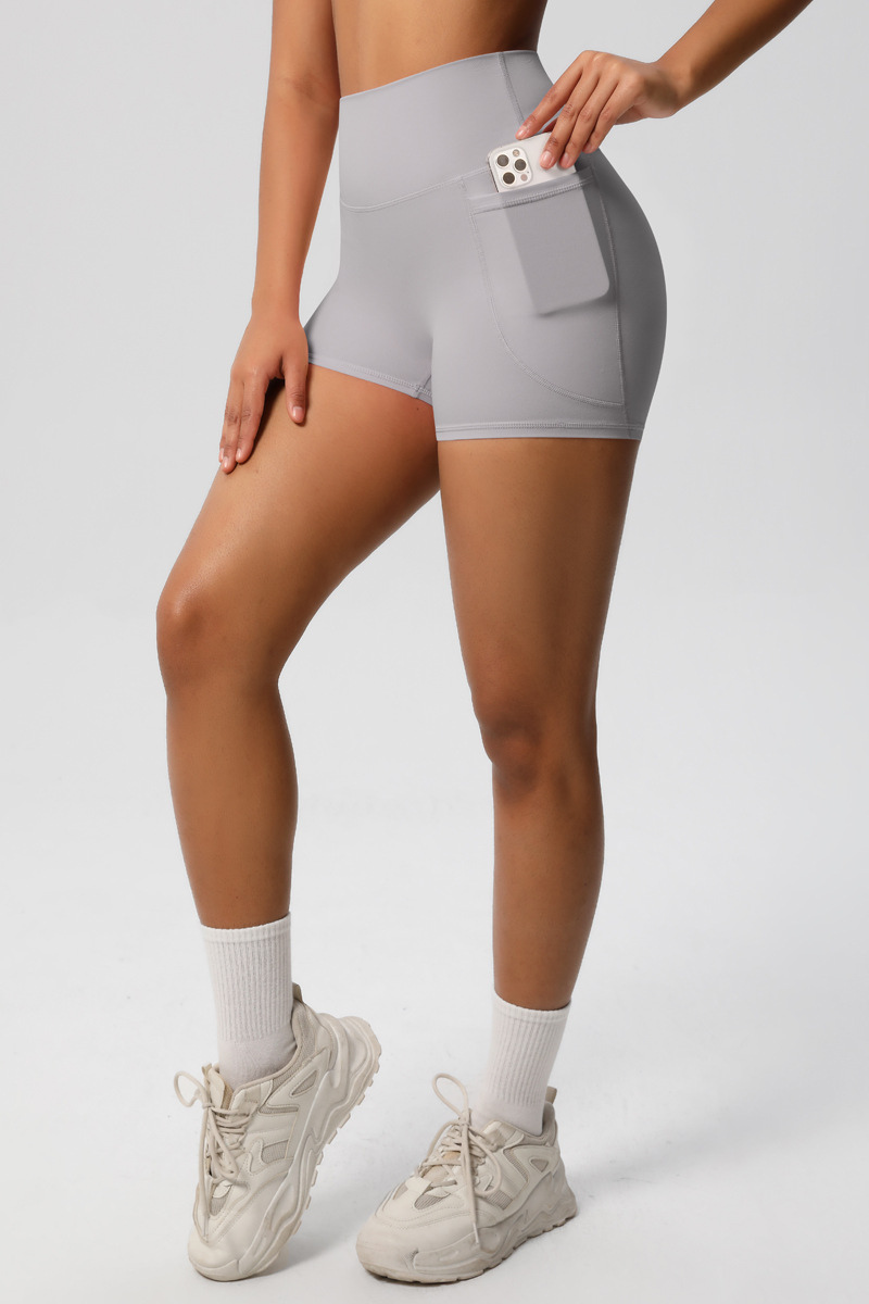 Women's High Waist Side Pocket Yoga Workout Biker Shorts