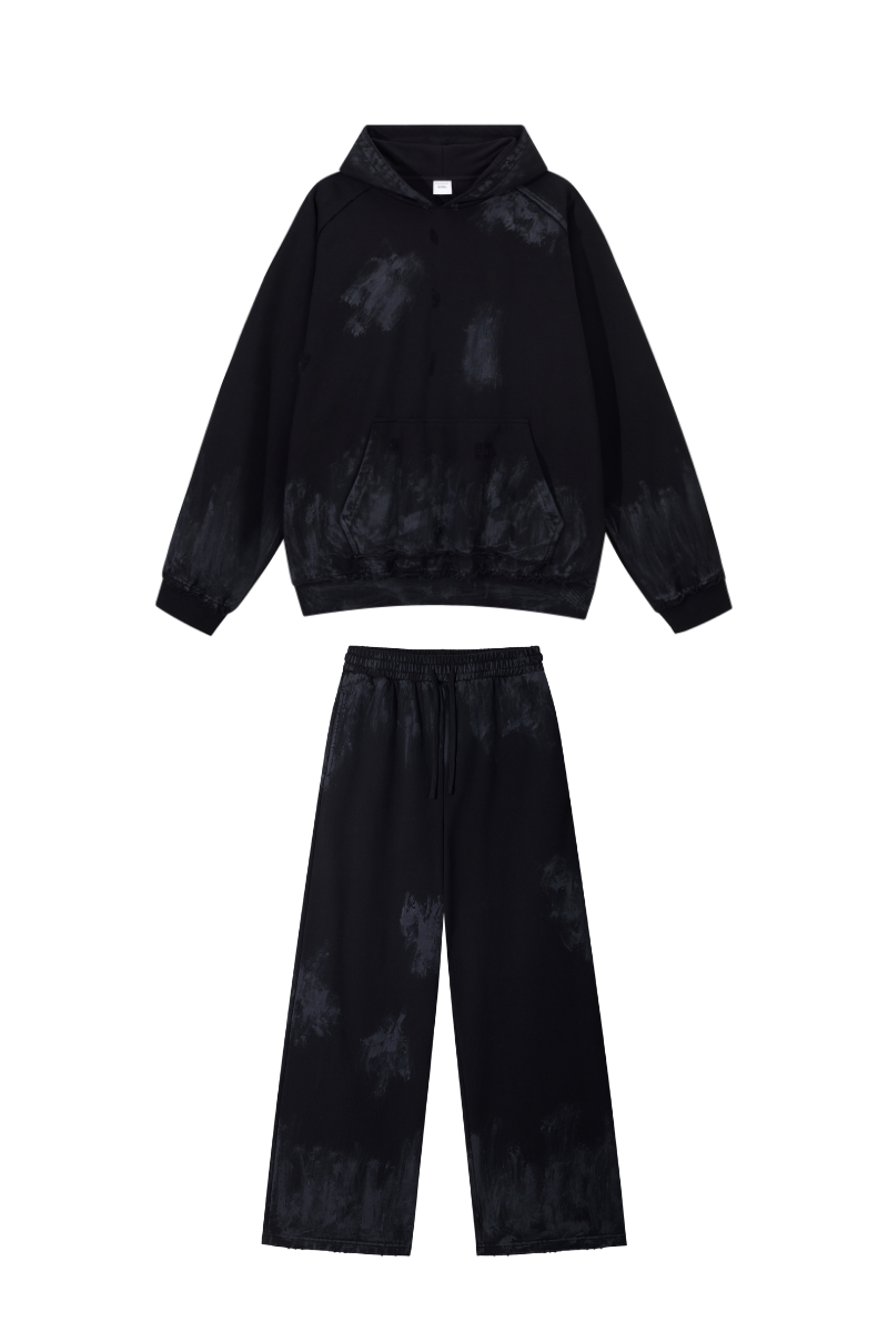 Unisex Vintage Fall Set: Washed Hoodie & Wide-Leg Sweatpants
