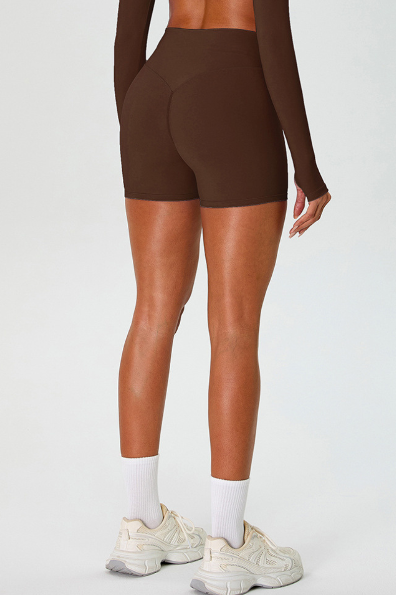 Women's High Waist Pleated Buttocks Lifts Nude Feel Shorts