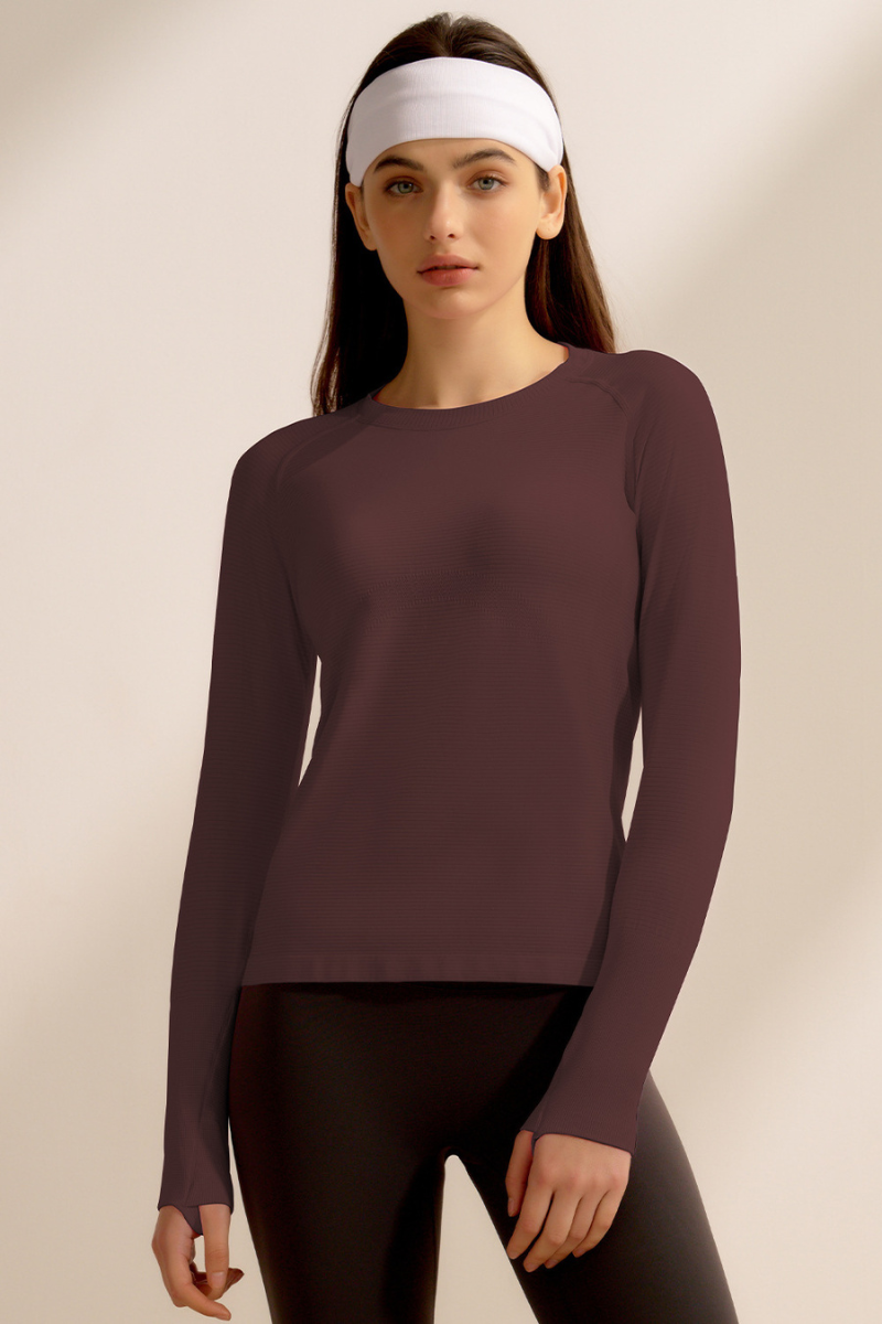 Women Spring Finger Cuffs Quick Dry Long Sleeve Sports Top