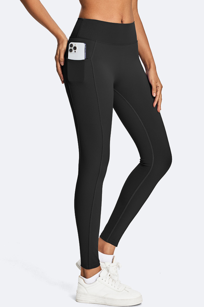 Women's Athletic Side Pocket Ruched Back Seam Yoga Leggings