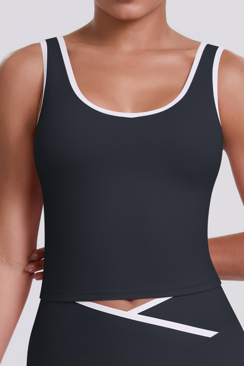 Women's Color Block U-neck Athletic Tank Top