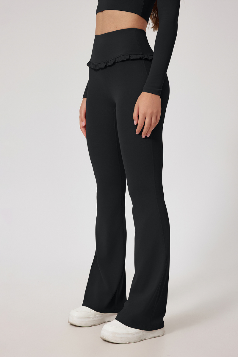 Women's High Waist Lace Solid  Sporty Flared Pants