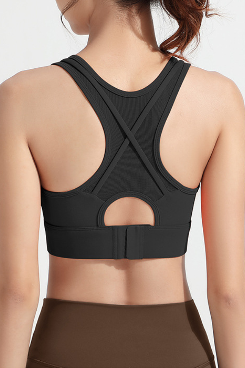 Women's Back Mesh Panel High Support Antibacterial Sport Bra