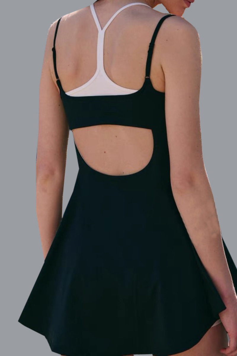 Women's Fake Two-Piece Racerback Athletic Tennis Skirt