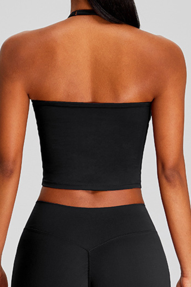 Women's Halter Deep V-Neck Cropped Yoga Sports Tank Top