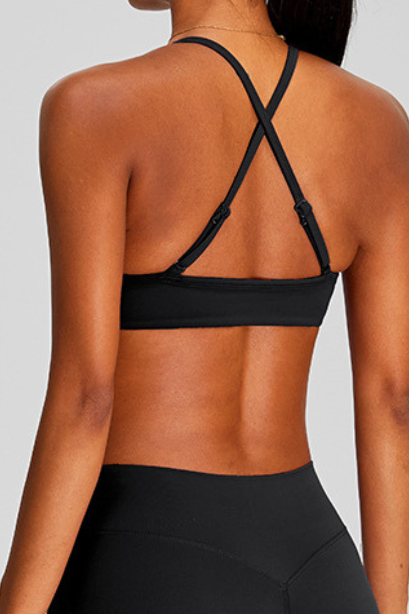 Women's Cross-Back Adjustable Twist-Front Yoga Sports Bra