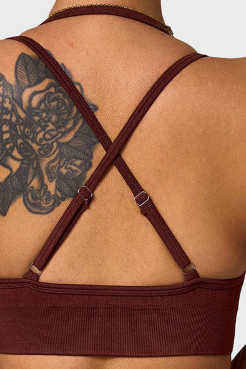 Women's Double Strap Leopard Splice Crisscross Back Sports Bra