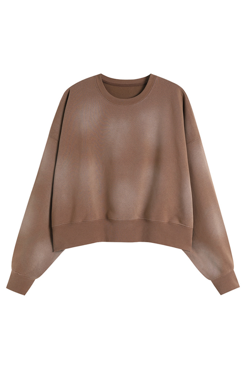 Women's Fall Vintage Gradient Cropped Crew Neck Sweatshirt