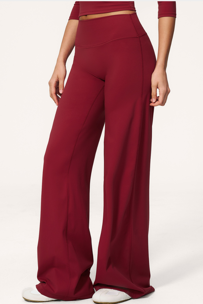 Women's Brushed Wide Waistband Draped Wide Leg Pants
