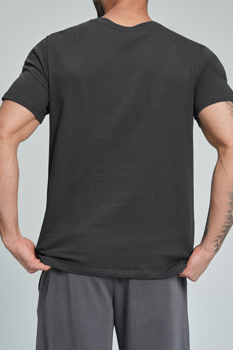 Men's Summer 100% Organic Cotton Solid Crew Neck Sports Tee