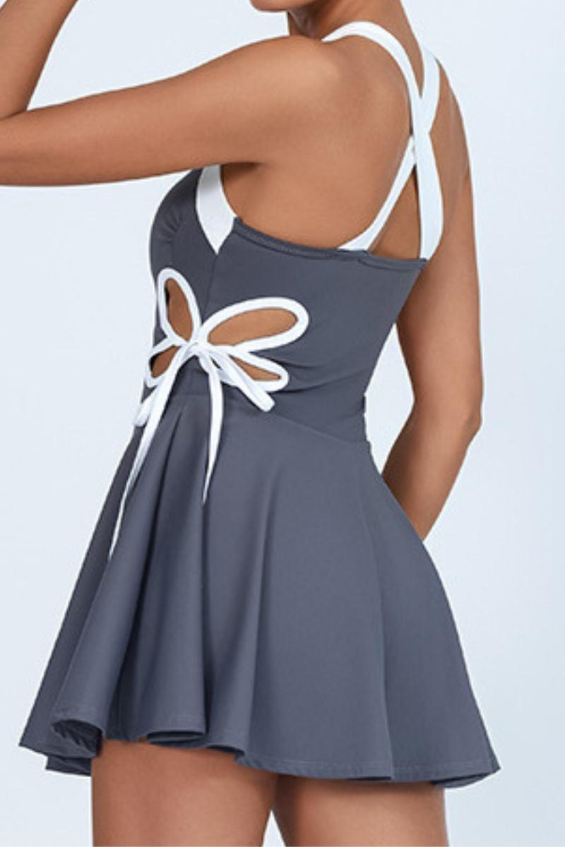 Women's Butterfly Side Cutout Tie Sports Tennis Mini Dress