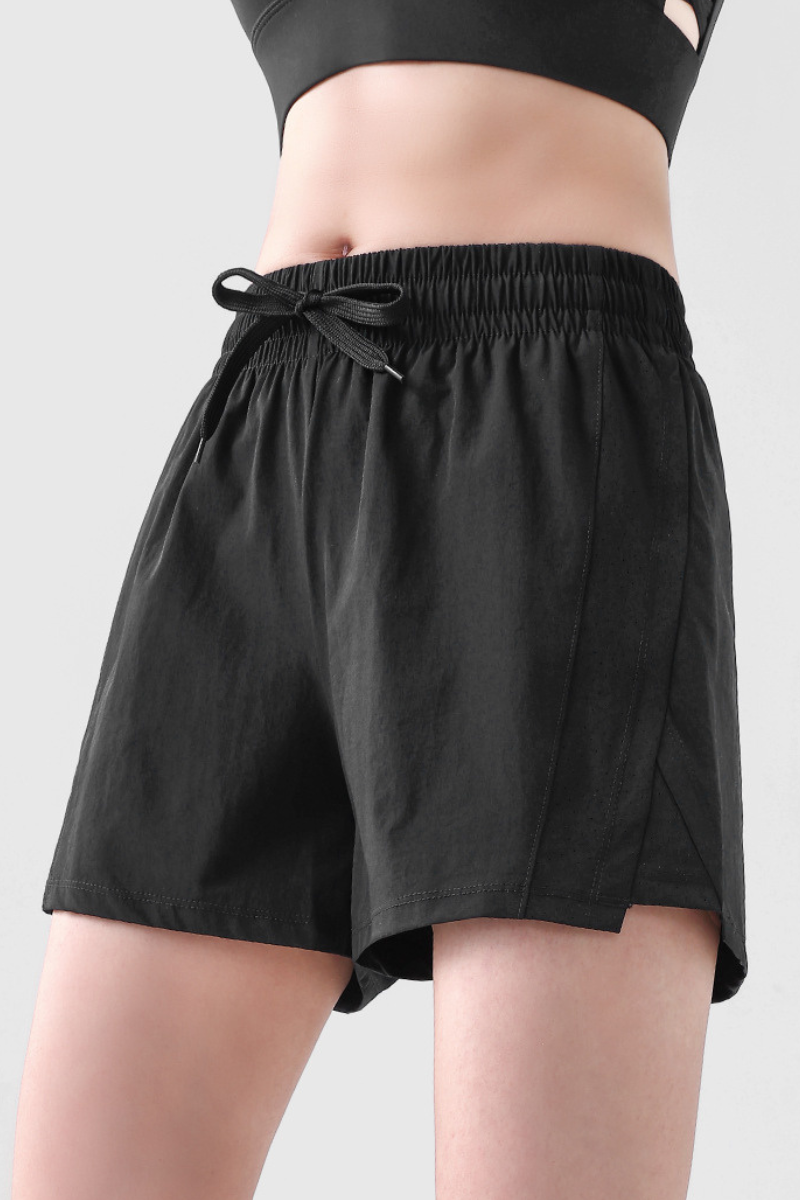 Women's Drawstring Side Mesh Quick Dry Athletic Shorts