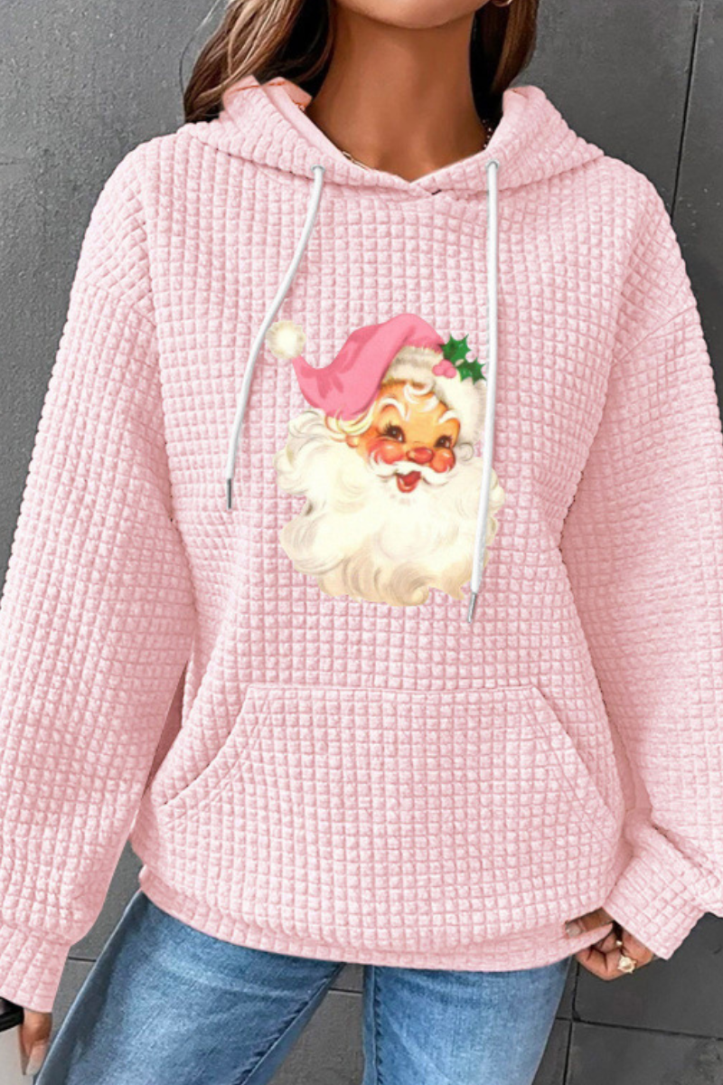 Women's Fall/Winter Christmas Print Waffle Knit Hoodie