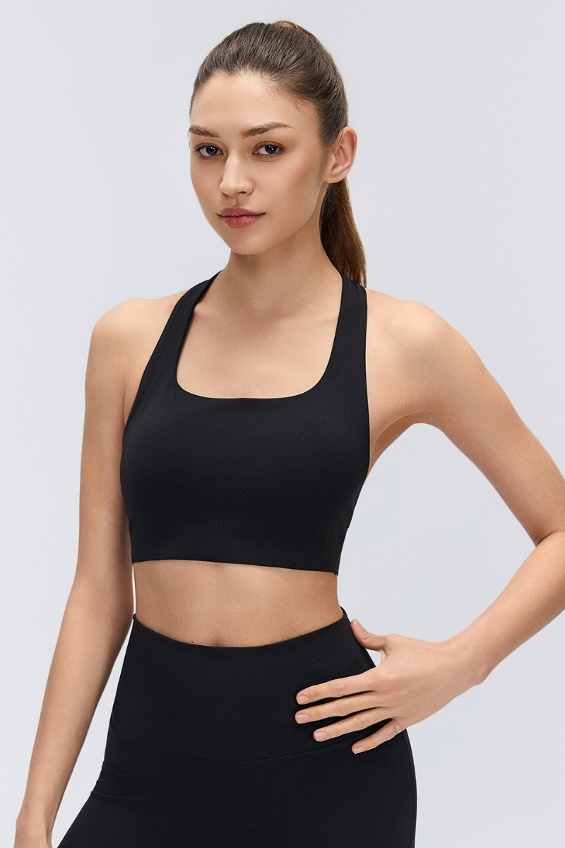 Women's Halter Stretch Removable Pads Solid  Sports Bra
