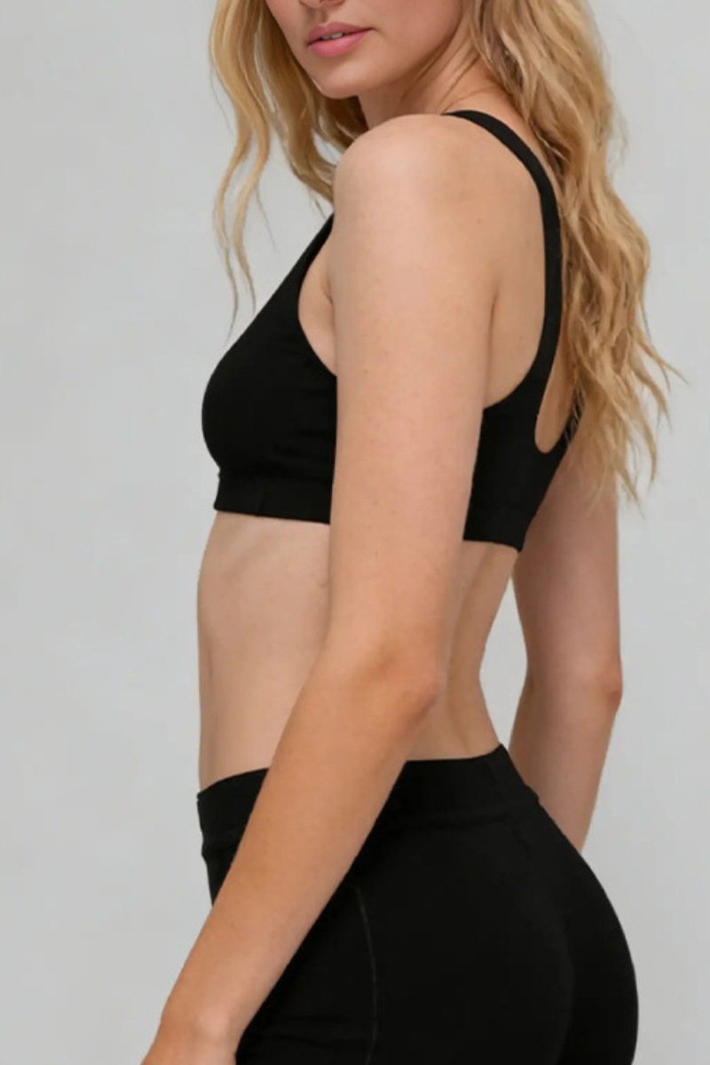 Women's Deep V-Neck Adjustable Strap Padded  Sports Bra