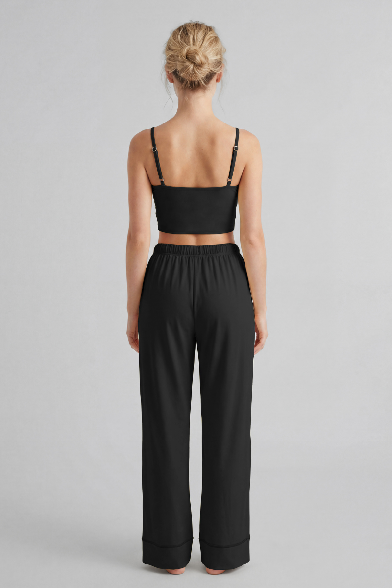 Women's Faux Two-Piece Strap Tank Top And Wide-Leg Pants Set