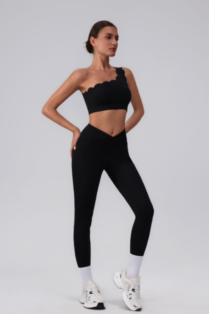 Women's Asymmetric One-Shoulder Bra & V-Waist Leggings Set